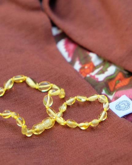 Baby/Kind - Barnsteen ketting - lemon - ovalen gepolijste steentjes - 33cm - Lille Barn - With ♥ for the smallest