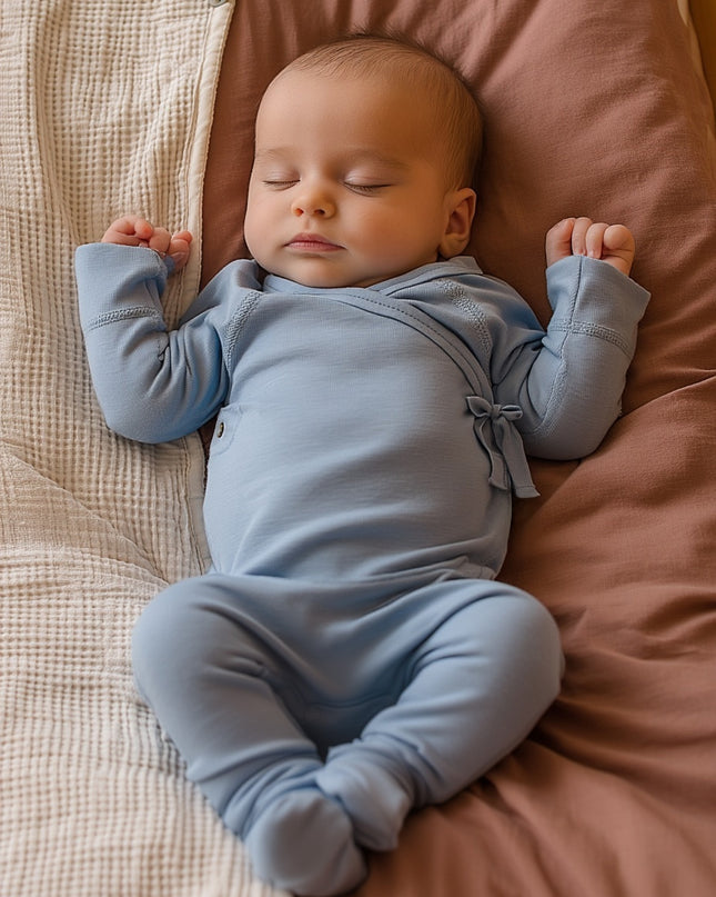 Wollstrampler / Romper – Merinowolle – Blue Fog