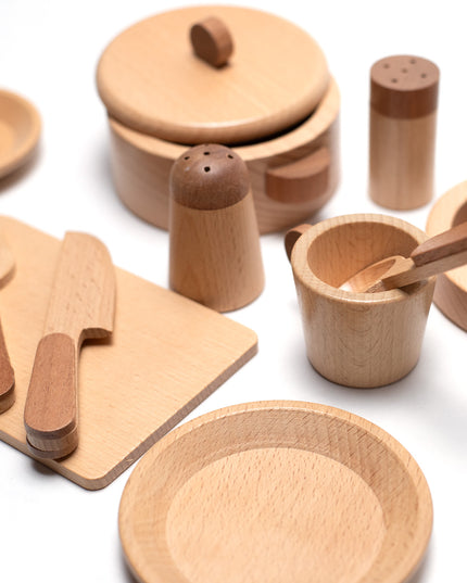 Holzspielzeug - Kochset/Essset - Montessori - Spielzeug mit offenem Ende