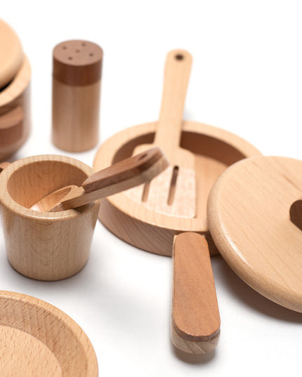 Holzspielzeug - Kochset/Essset - Montessori - Spielzeug mit offenem Ende