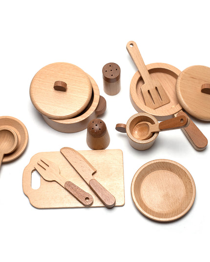 Holzspielzeug - Kochset/Essset - Montessori - Spielzeug mit offenem Ende