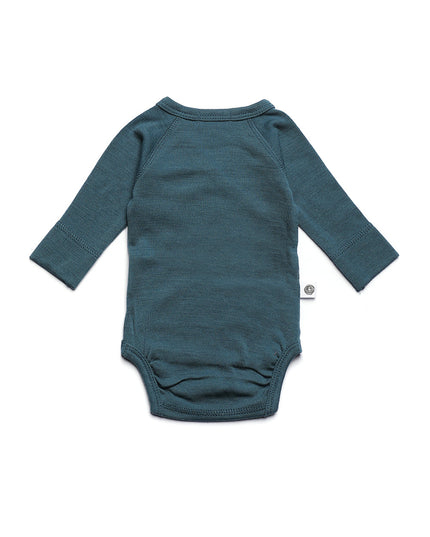 Woll-Wickel-Strampler mit langen Ärmeln – Merinowolle – Orionblau