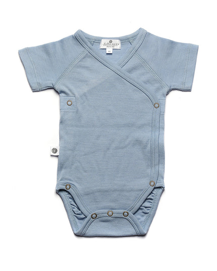 Kurzarm-Wickelspielanzug aus Wolle – Merinowolle