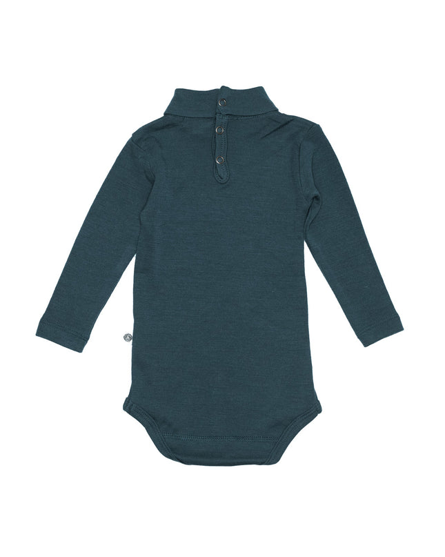 Langärmliger Woll-Strampler mit Rollkragen - Merinowolle - Orion Blue