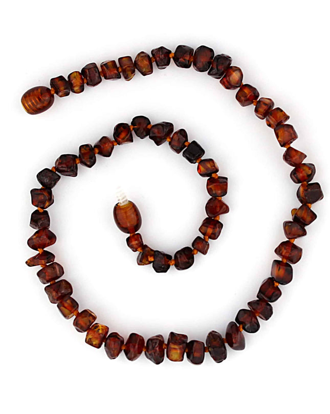 Baby/Kind – Barnsteen ketting – afgevlakte  gepolijste kraaltjes - 33cm - Bruin - Lille Barn - With ♥ for the smallest