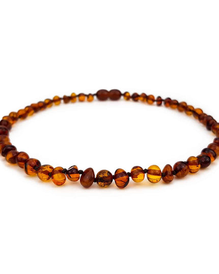 Kinderketting Barnsteen – ronde kraaltjes – 36cm - cognac - Lille Barn - With ♥ for the smallest