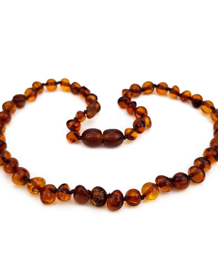 Baby/Kind – Barnsteen ketting – ronde kraaltjes – 33cm - cognac - Lille Barn - With ♥ for the smallest