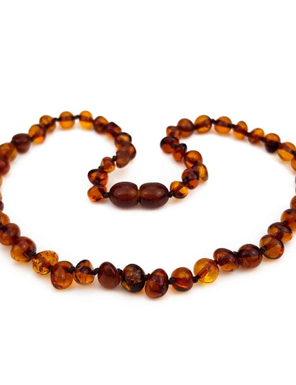 Baby/Kind – Barnsteen ketting – ronde kraaltjes – 33cm - cognac - Lille Barn - With ♥ for the smallest