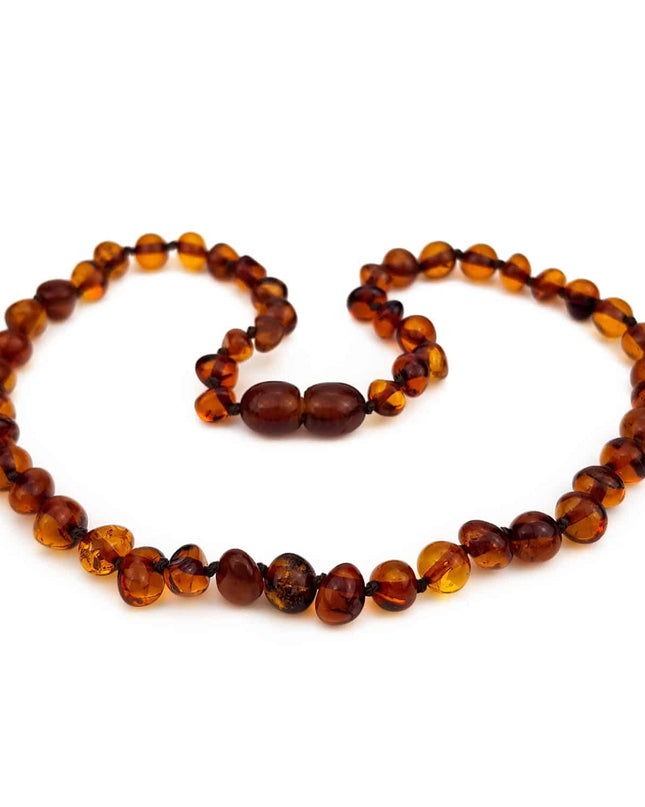 Baby/Kind – Barnsteen ketting – ronde kraaltjes – 33cm - cognac - Lille Barn - With ♥ for the smallest