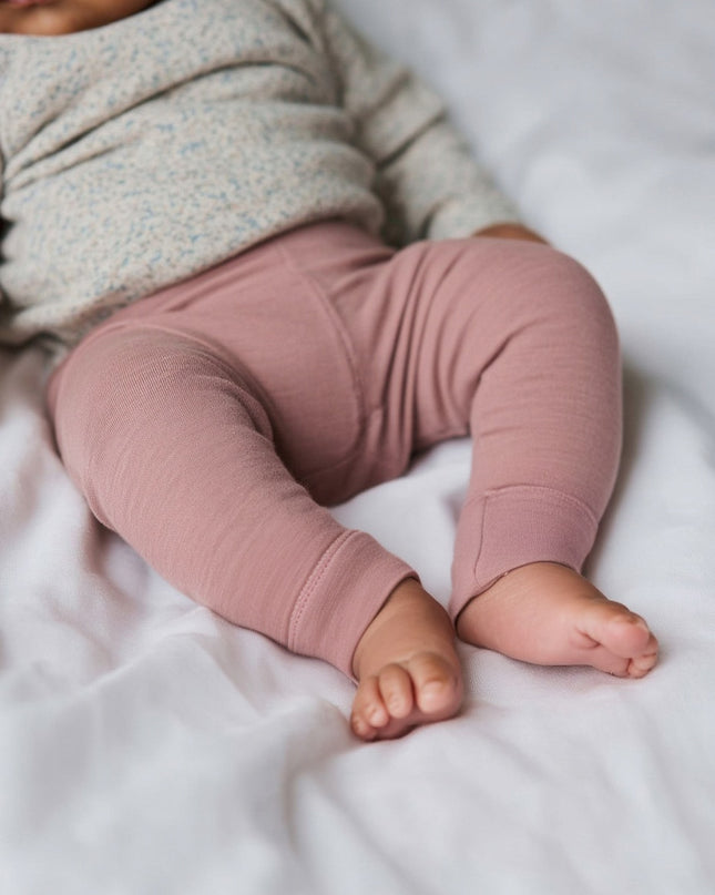 Woll-Baby-Kinderhose - Merinowolle - Misty Rose