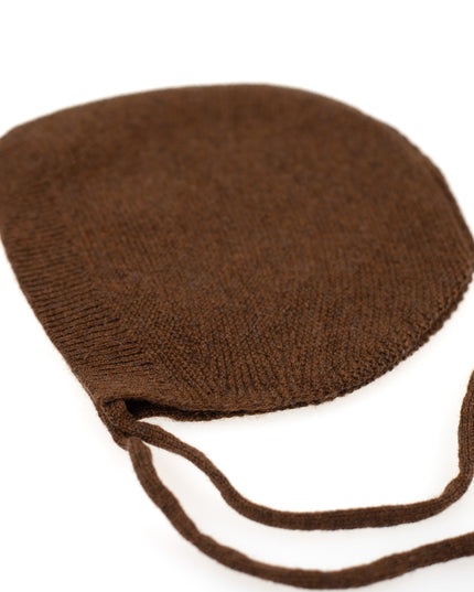 Wollmütze Baby Gestrickt - Merinowolle - Braun