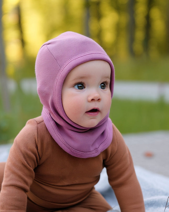 Woll-Kinder-Sturmhaube / Balaclava - Lavendelnebel