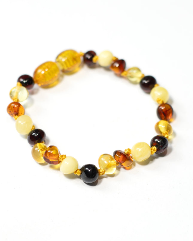 Baby/Kind – Bernsteinarmband – runde Rohperlen – 14 cm – Cognac