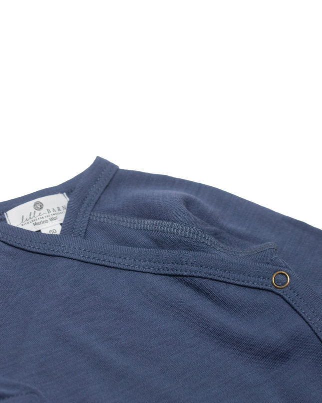 Playsuit / Strampler aus Wolle - Merinowolle - Vintage Indigo