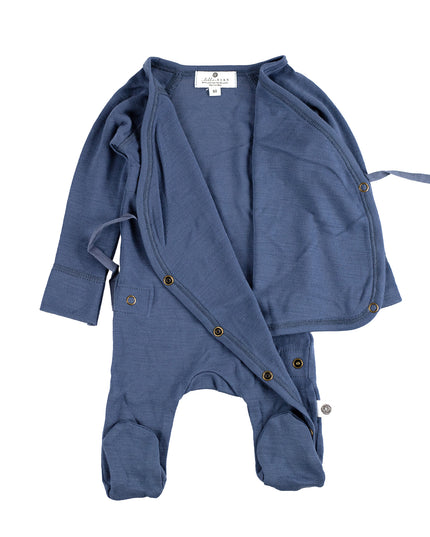 Playsuit / Strampler aus Wolle - Merinowolle - Vintage Indigo