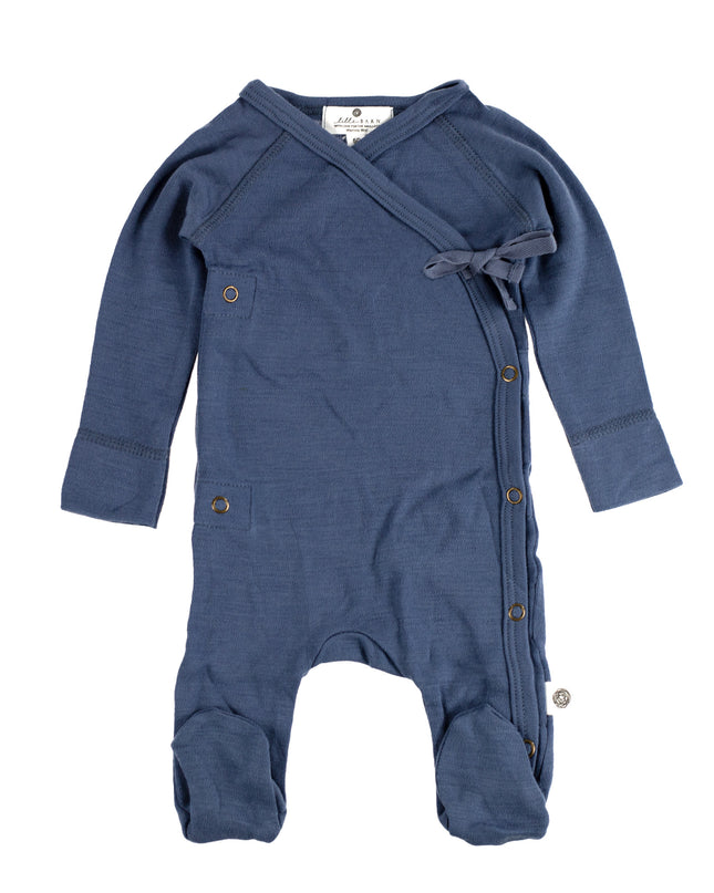 Playsuit / Strampler aus Wolle - Merinowolle - Vintage Indigo