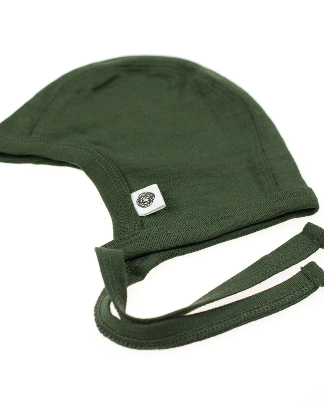 Babymütze mit Schleife aus Wolle – Merinowolle – Rifle Green