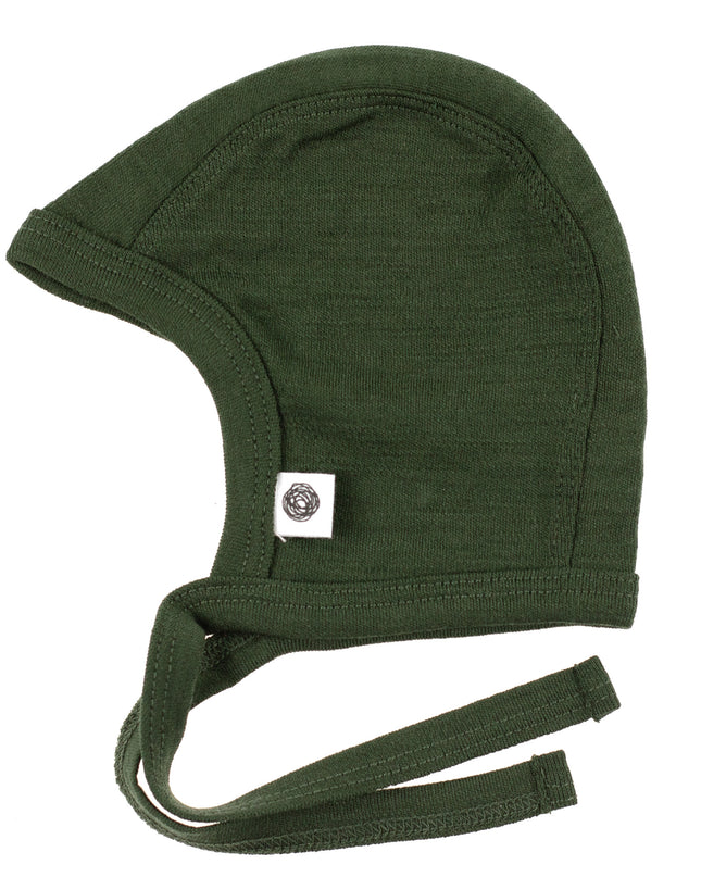 Babymütze mit Schleife aus Wolle – Merinowolle – Rifle Green