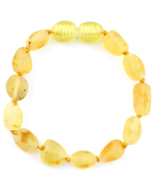 Baby/Kind - Barnsteen armbandje - Ovalen ruwe kraaltjes - Citroen - Lille Barn - With ♥ for the smallest