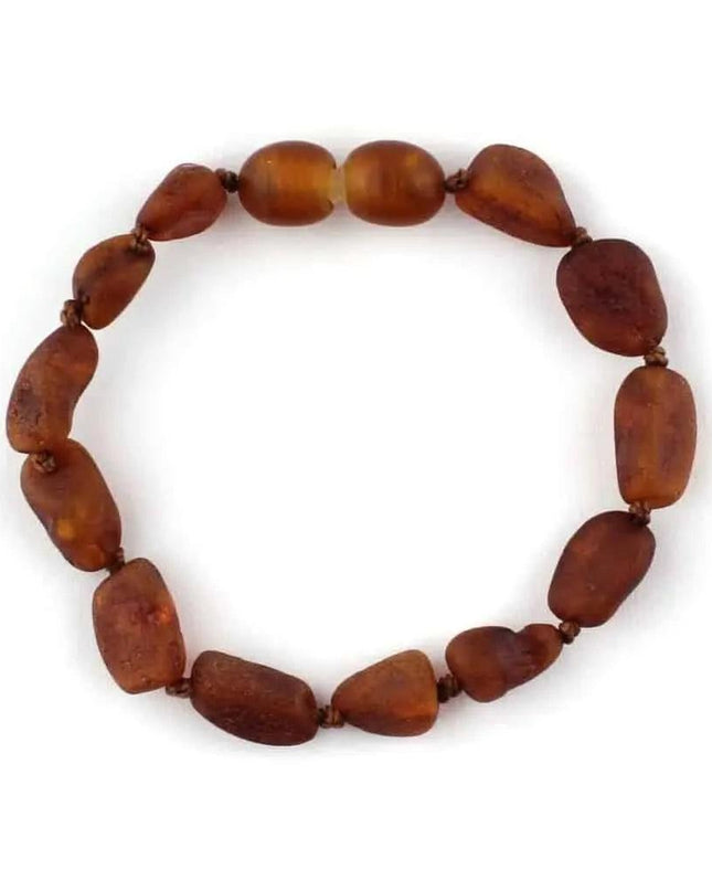 Baby/Kind - Barnsteen armbandje - Ovalen ruwe kraaltjes - Cognac - Lille Barn - With ♥ for the smallest