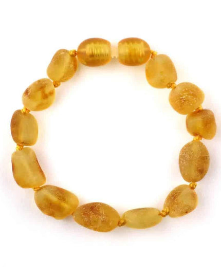 Baby/Kind - Barnsteen armbandje - Ovalen ruwe kraaltjes - Honing - Lille Barn - With ♥ for the smallest