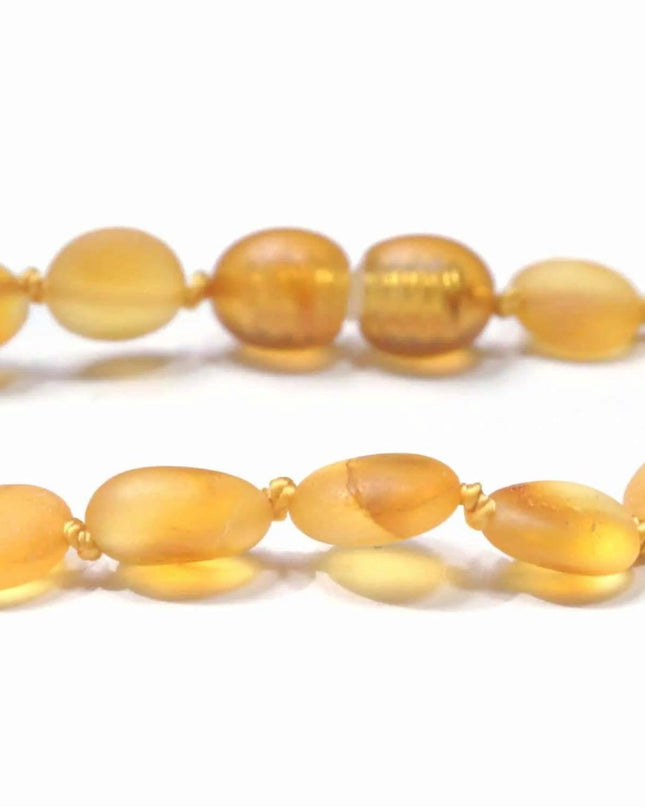 Baby/Kind - Barnsteen armbandje - Ovalen ruwe kraaltjes - Honing - Lille Barn - With ♥ for the smallest