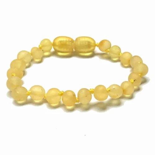 Baby/Kind – Barnsteen armbandje – ronde ruwe kraaltjes – 14cm - Citroen - Lille Barn - With ♥ for the smallest