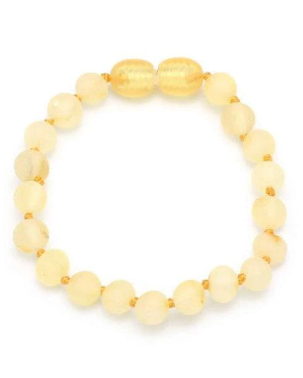 Baby/Kind – Barnsteen armbandje – ronde ruwe kraaltjes – 14cm - Citroen - Lille Barn - With ♥ for the smallest