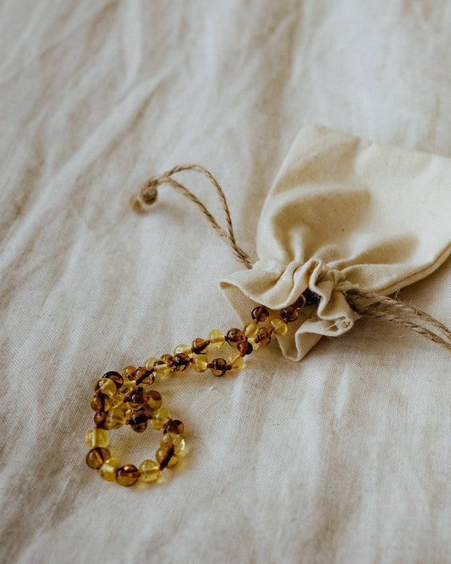 Baby/Kind – Barnsteen ketting – ronde kraaltjes – 33cm - Citroen & honing - Lille Barn - With ♥ for the smallest