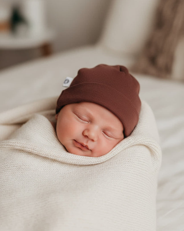 Wollmütze für Babys - Merinowolle - Zimt