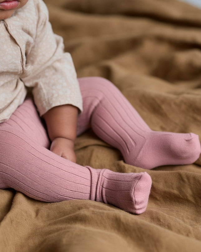 Woll-Baby-Kinderstrumpfhose - Merinowolle - Koralle