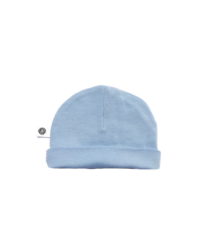 Woll-Babymütze - Merinowolle - Blue Fog