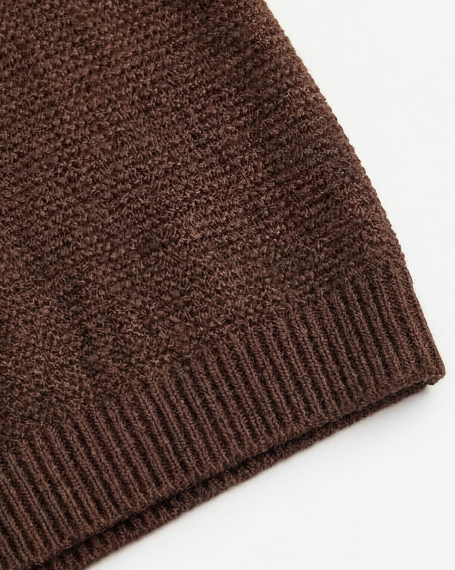 Merinowol gebreide baby spencer - Carob