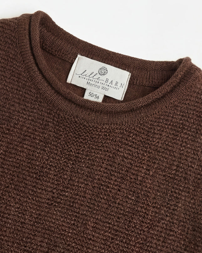 Merinowol gebreide baby spencer - Carob