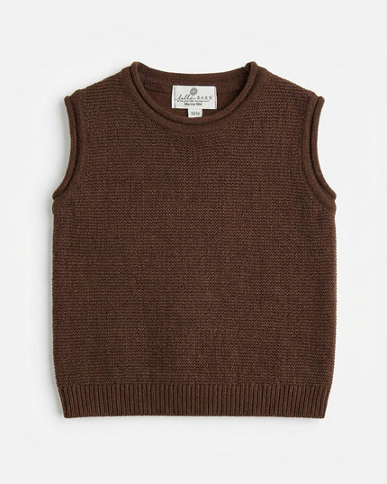 Merinowol gebreide baby spencer - Carob