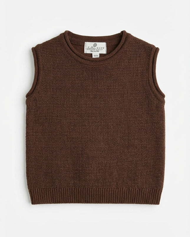 Merinowol gebreide baby spencer - Carob