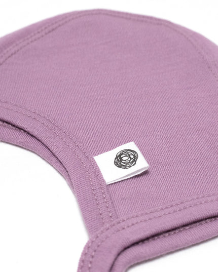 Baby Wollmütze mit Schleife – Merinowolle - Lavender Mist