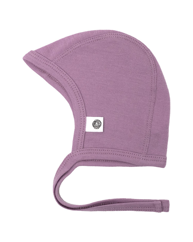 Baby Wollmütze mit Schleife – Merinowolle - Lavender Mist