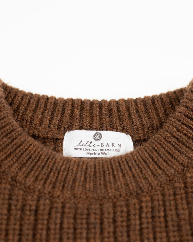 Gestrickter Wollpullover für Babys – Merinowolle – Braun