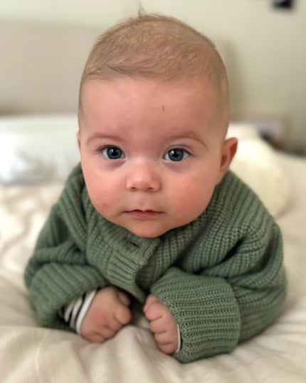 Gestrickter Woll-Baby-Cardigan – Merinowolle – Harper