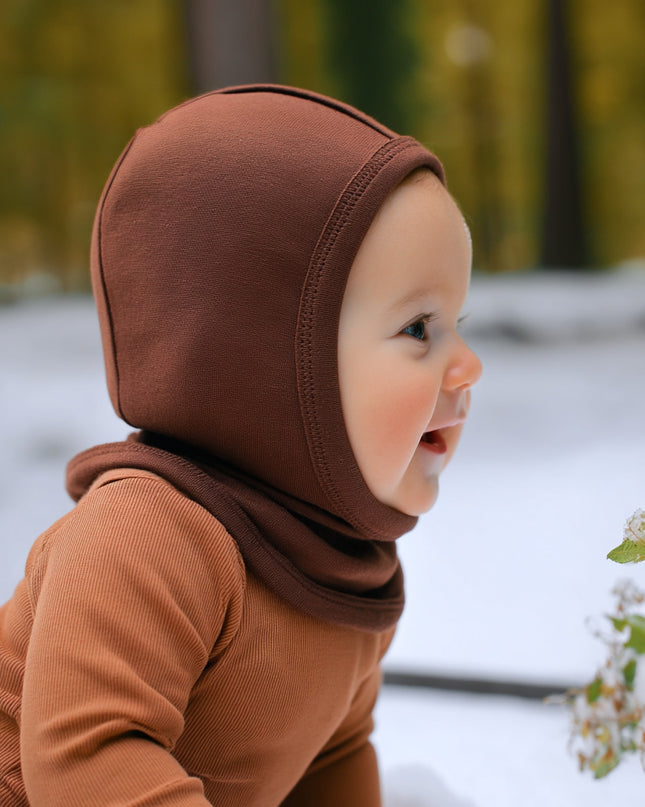 Woll-Kinder-Sturmhaube / Balaclava - Zimt
