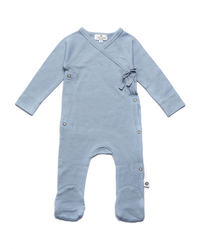 Wollstrampler / Romper – Merinowolle – Blue Fog