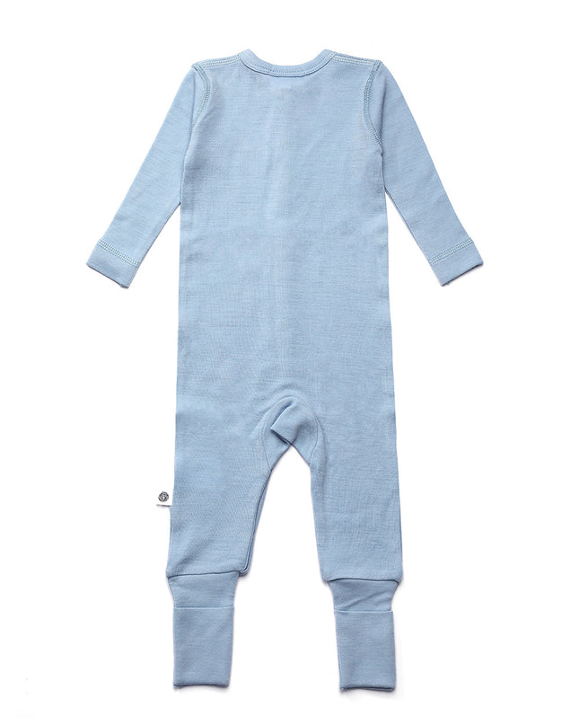 Baby-Strampler / Spielanzug aus Wolle – Merinowolle – Blue Fog