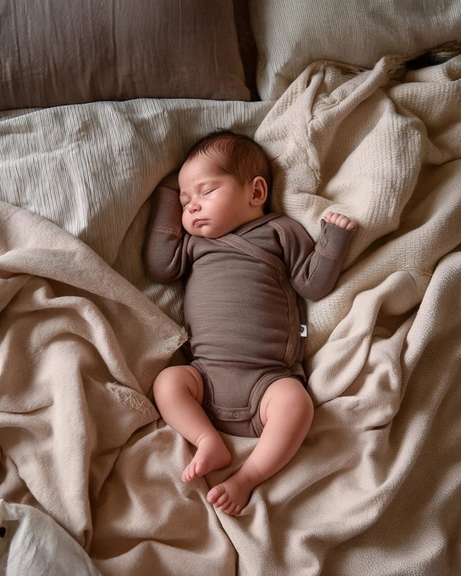 Wickel-Strampler aus Wolle mit langen Ärmeln – Merinowolle