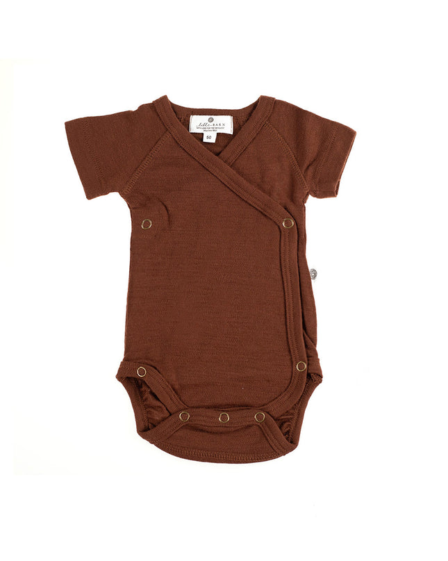 Kurzarm-Wickelspielanzug aus Wolle – Merinowolle