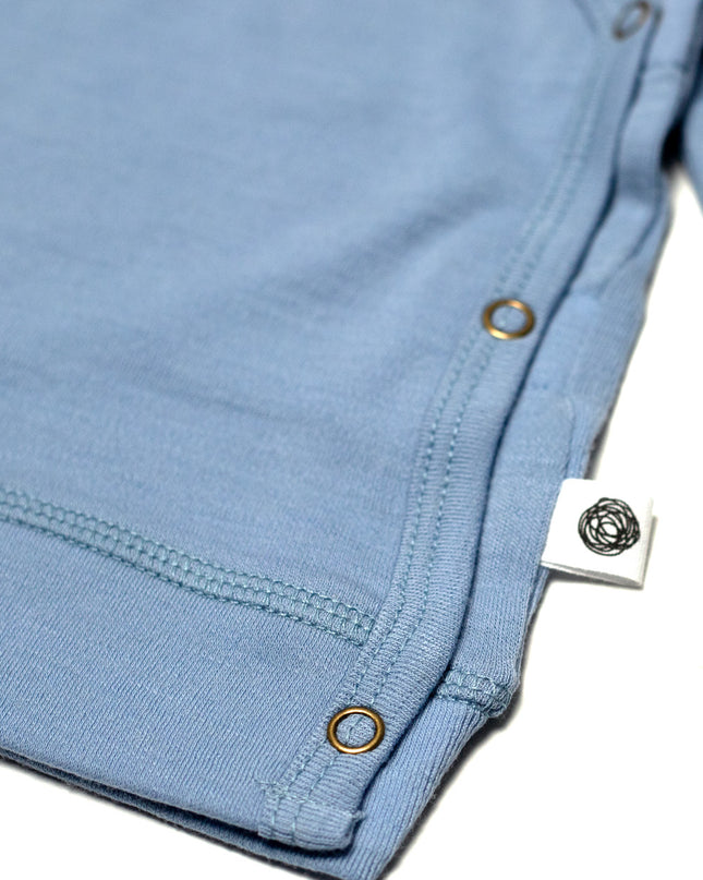 Baby Woll Wickelpullover – Merinowolle – Blue Fog