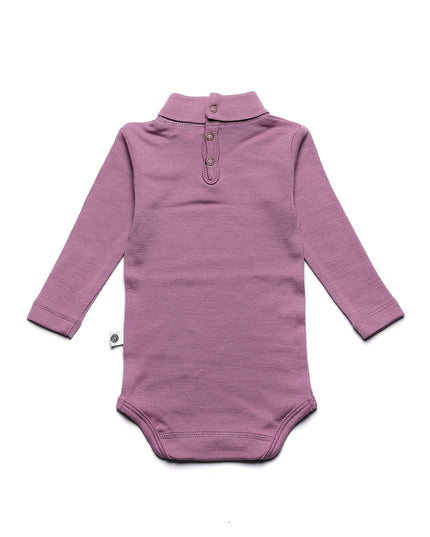 Langärmliger Woll-Strampler mit Rollkragen - Merinowolle - Lavender Mist