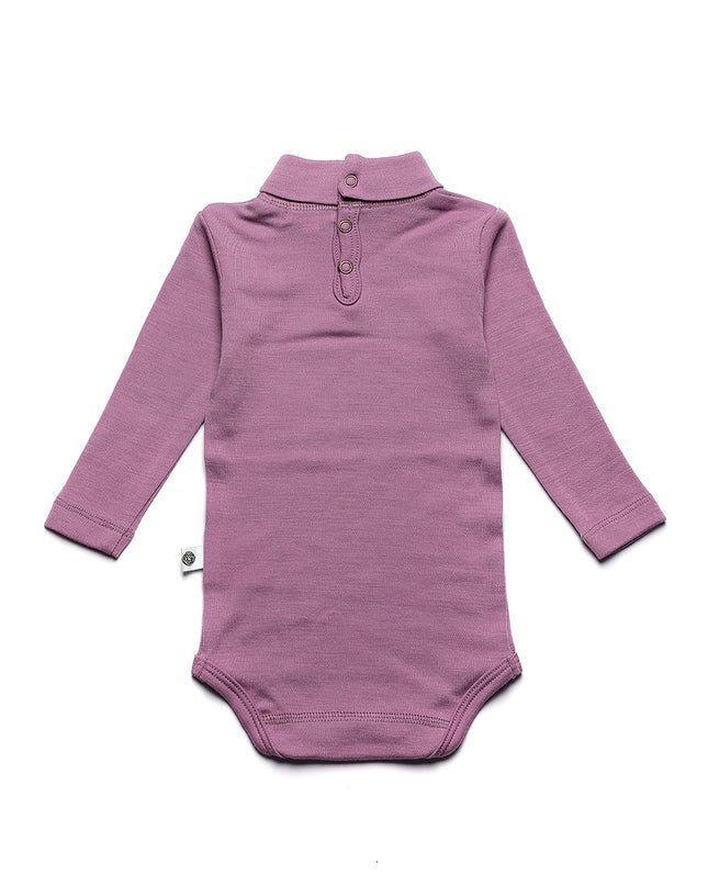 Langärmliger Woll-Strampler mit Rollkragen - Merinowolle - Lavender Mist