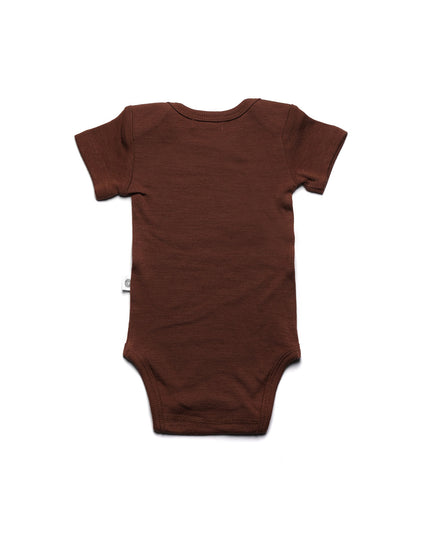 Kurzärmliger Wollstrampler – Merinowolle – Zimt