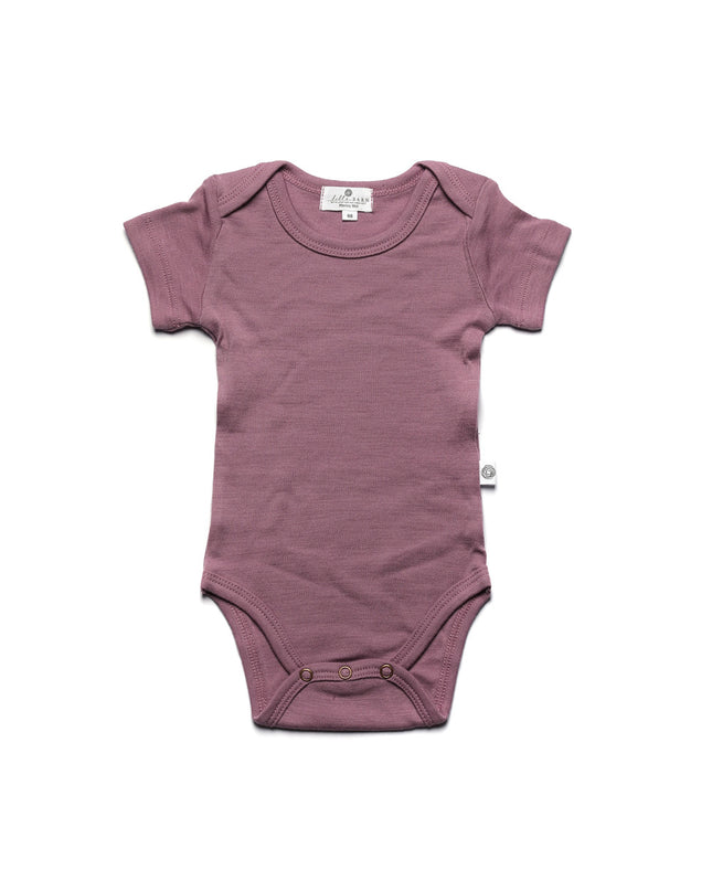 Kurzarm-Strampler aus Wolle – Merinowolle – Grape Shake